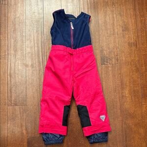 Killtec Stylish Pink and Navy Kids Snow Bib Overalls, Size 3/4